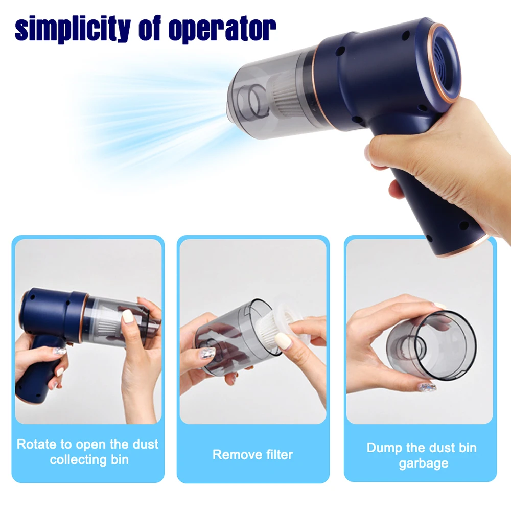Imagem -04 - sem Fio Handheld Air Duster Aspirador sem Fio Mini Air Blower Portátil para Computador Teclado Laptop Limpeza de Carro 8000pa