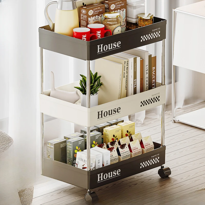 

Simple Floor Trolley, Multi-layer Slit Storage Shelves, Desk Organizer, Household Snack Toy Rack，Rolling Storage Cart