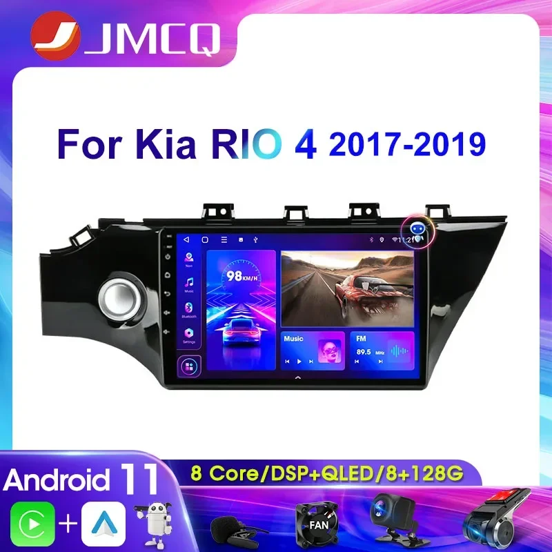 

Автомагнитола JMCQ 2DIN, 4G, Android 11, мультимедийный видеоплеер для KIA RIO 4 RIO4 2017-2019, GPS-навигация, головное устройство Carplay