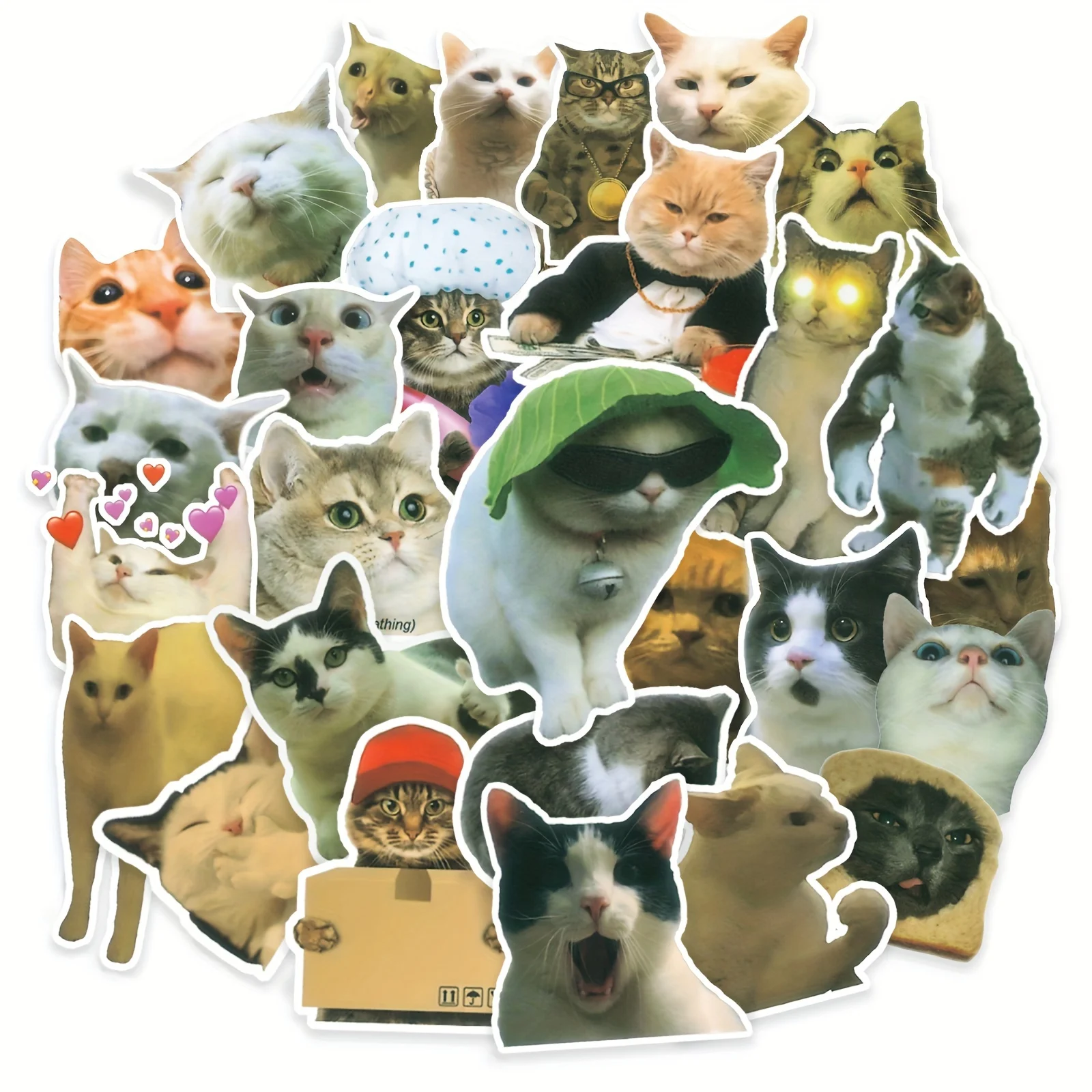 50 Stück/Packung lustige Meme-Katzen-Aufkleber für Laptop, süße Katze, Vinyl-Aufkleber, Abziehbilder für Wasserflasche, Telefon, Sammelalbum, Planer