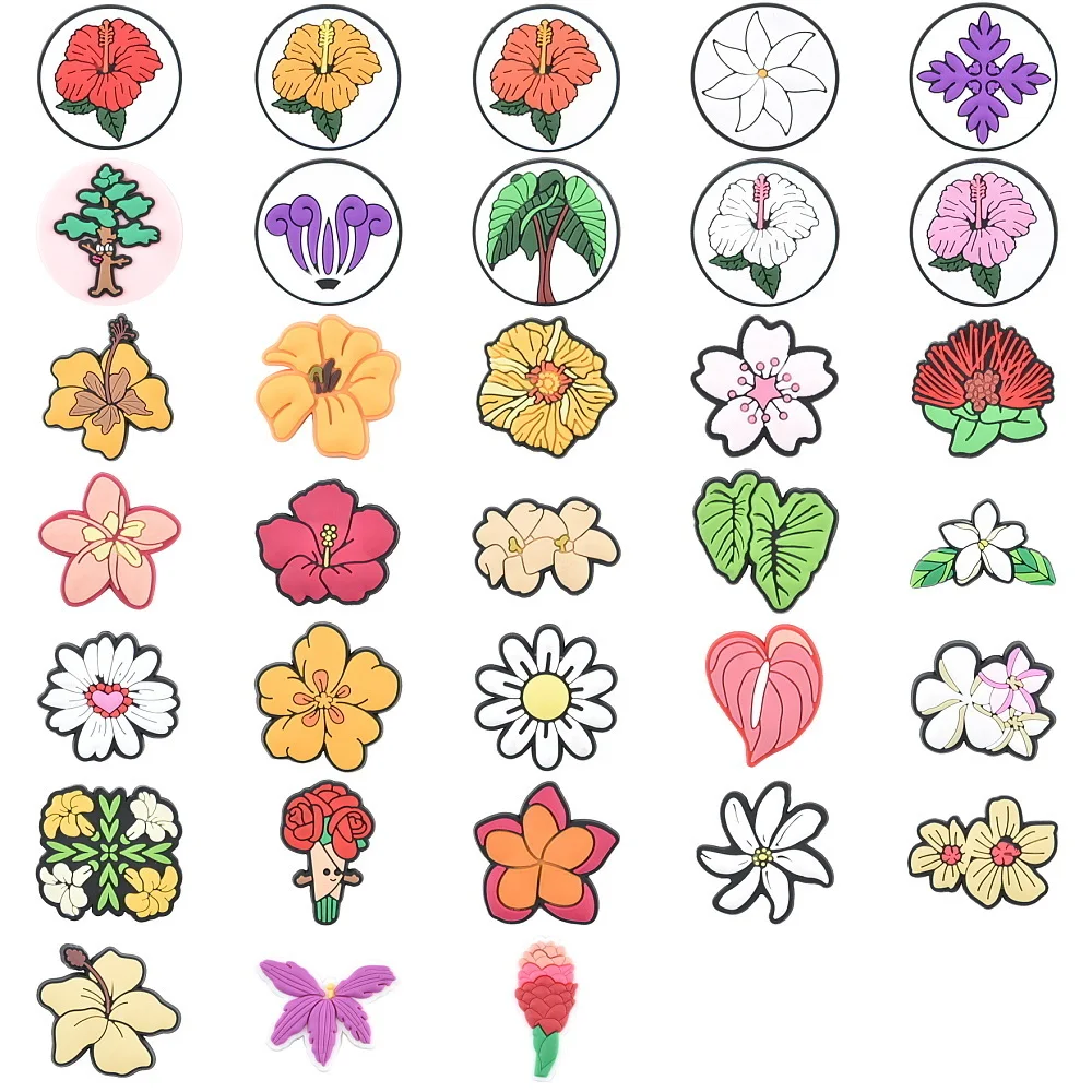 

1pcs Colorful Flowers Shoe Charms Various Dry Leaf Shoe Decoration Women Men PVC Wristband Sandals Clog Accessories Party Favor