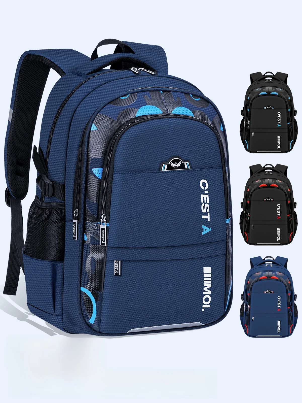 ultra-light-large-capacity-waterproof-backpack-for-boys-primary-and-middle-school-students-nylon-material-commuter-style-vert