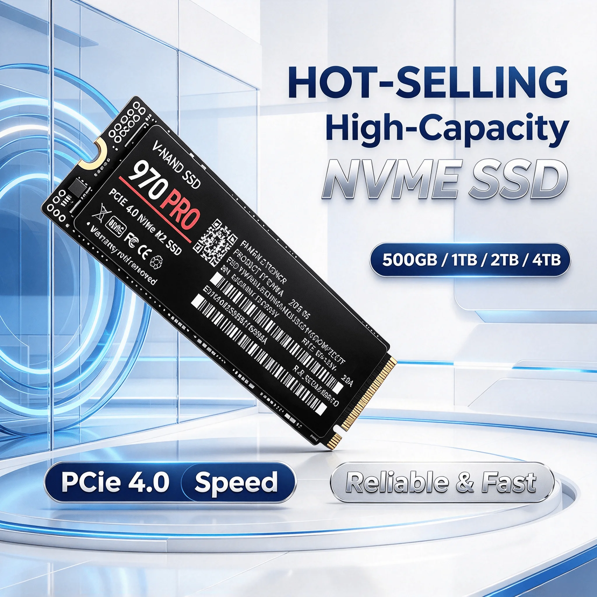 SSD M.2 NVMe 970 PRO PCIe 4.0x4 500GB 1TB 2TB 4TB 7300MB/s para Jogos e Carga Rápida em Segundos, PS5, Laptop, Desktop
