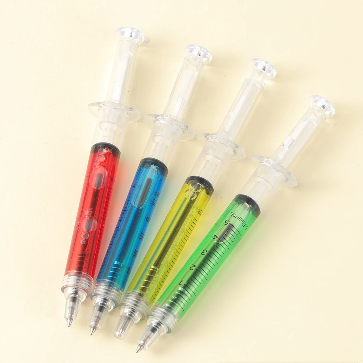 

24pcs Needle Tube Writing Ball Point Syringe Flowing Liquid Black Ink Ballpoint Pen Stationery Office Supplies (Random Color)