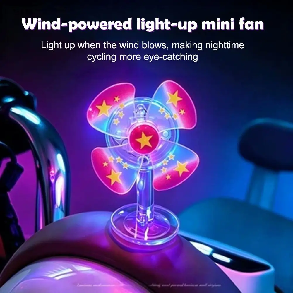 Mini Fan Colorful Wind Powered Handlebar Windmill Rotating Self-Adhesive Motorcycle Car Bicycle Helmet Decoration Toy Accessory
