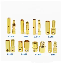 5pairs 2.0mm  3.0mm 3.5mm 4.0mm 5.0mm 6.0mm Banana Plug Gold Plated Bullet Banana Plug Male Female Banana Connector