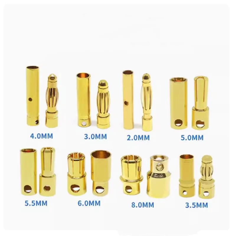 5 par 2.0mm 3.0mm 3.5mm 4.0mm 5.0mm 6.0mm wtyk bananowy pozłacany Bullet wtyk bananowy męski żeński złącze bananowe