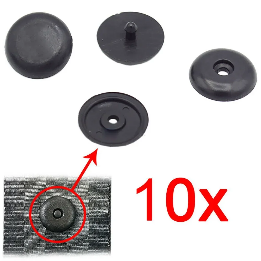 10PCS Black Plastic Retainer Seatbelt Stop Button Non-Slip Buckle Car Safety Seat Belt Stopper Spacing Limit Buckle Clip