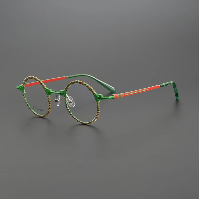 Niche personality glasses frame ultralight titanium retro multicolor round frame 150 big face literary fashion prescription glas