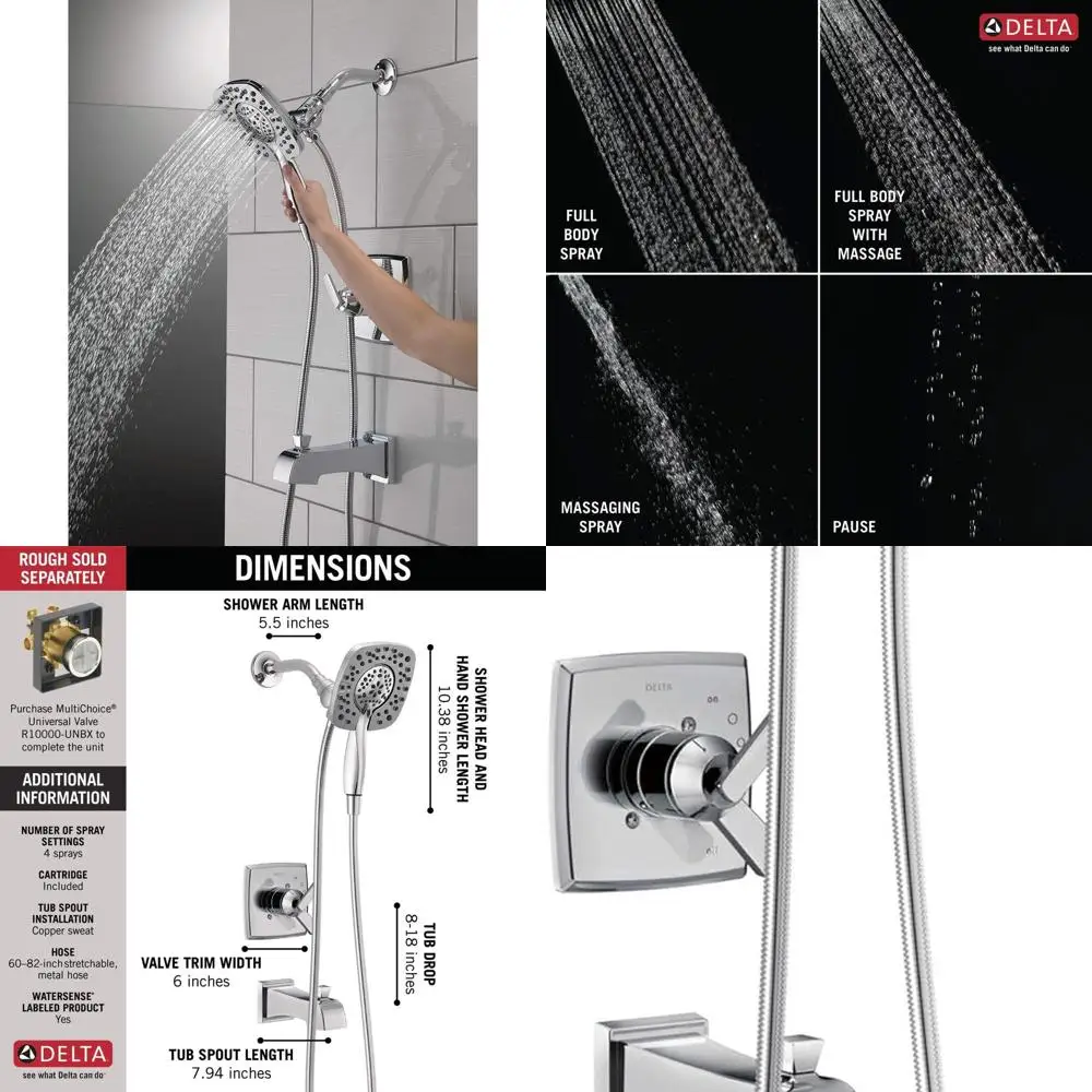 

Ashlyn 17 Series Dual-Function Shower Kit with Touch-Clean 2-Spray Handheld, Chrome T17464-I (Valve Not Included)