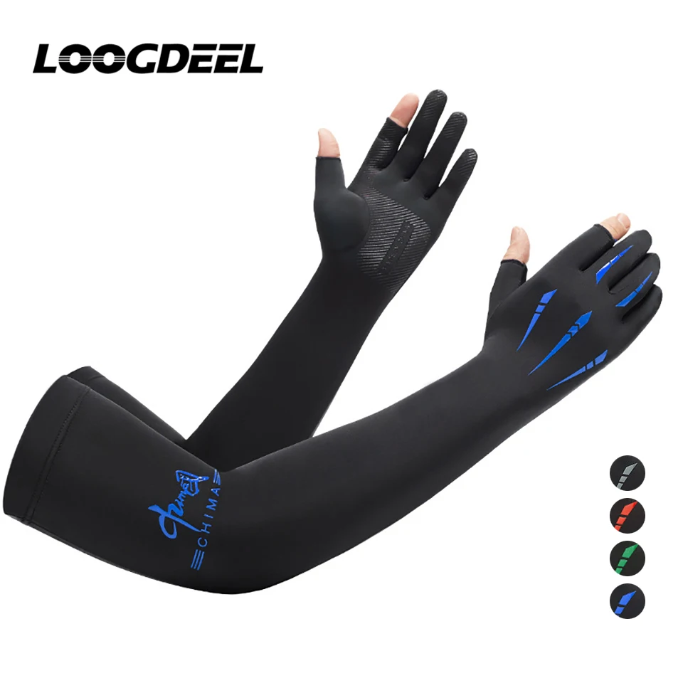 LOOGDEE 1Pair Sports Arm Sleeves Men Women Cycling Running Fishing Arm Cover Cuff Sun UV Protection Ice Cool Sleeves Long Gloves