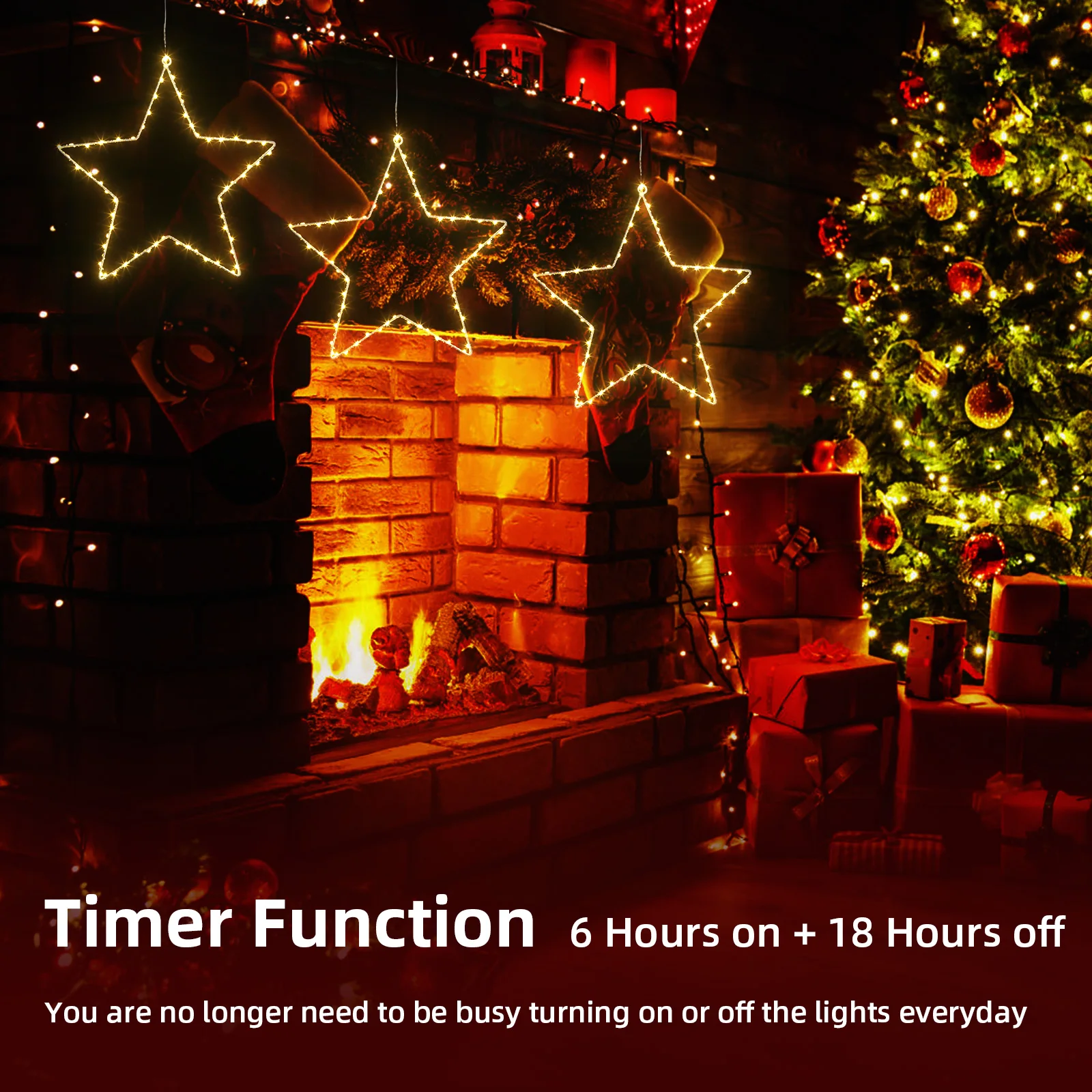 3 Pack/5 Pack Star Lights Christmas Window Lights 13inch with Remote 6M 60 LED Warm White Fairy Lights Battery Operated Waterproof Copper Wire Hanging Holiday Decor for Indoor Outdoor Holiday