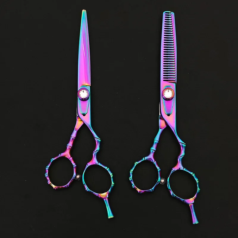 

Convex Edge Rainbow Color High Quality 5.5"6.0" Professional Hair Barber Scissors Set Hairdressing Cutting Thinning Salon Shears