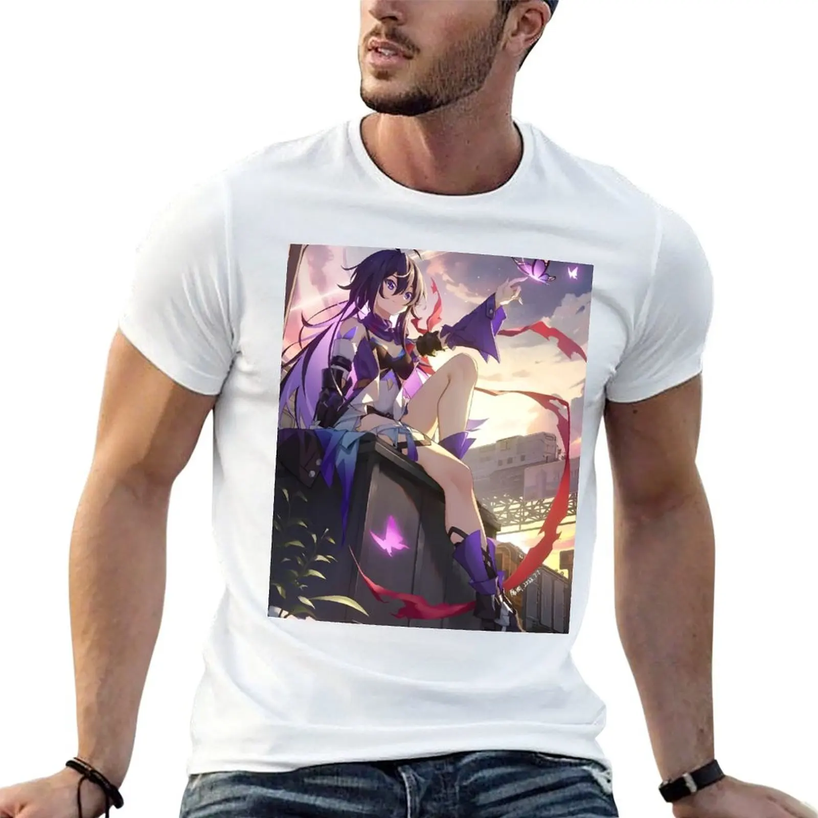 Acheron Honkai Star Rail - Cover image T-Shirt Casual Soft Cotton Short Sleeve Tee