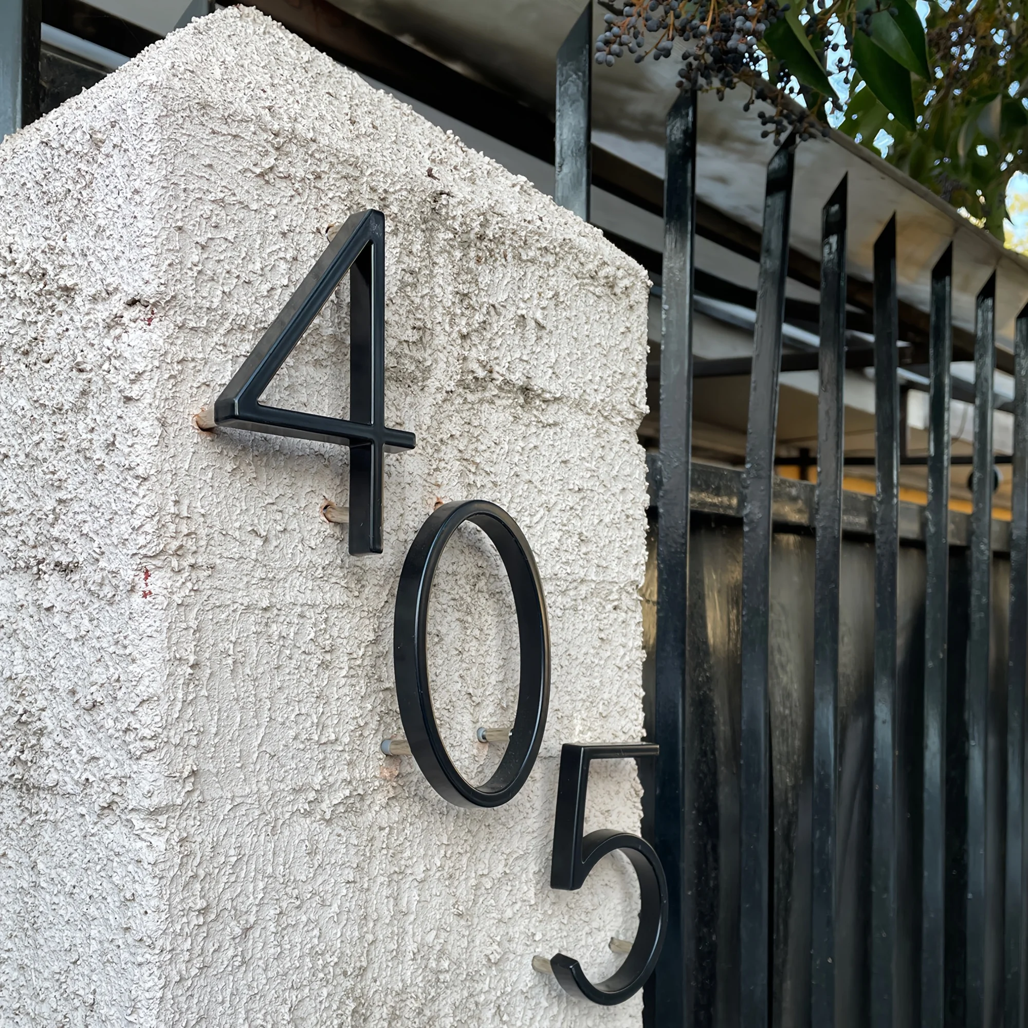 1pc Black Floating House Number, Zinc Alloy, Metal Address Plate, Outdoor Door Number #0-9