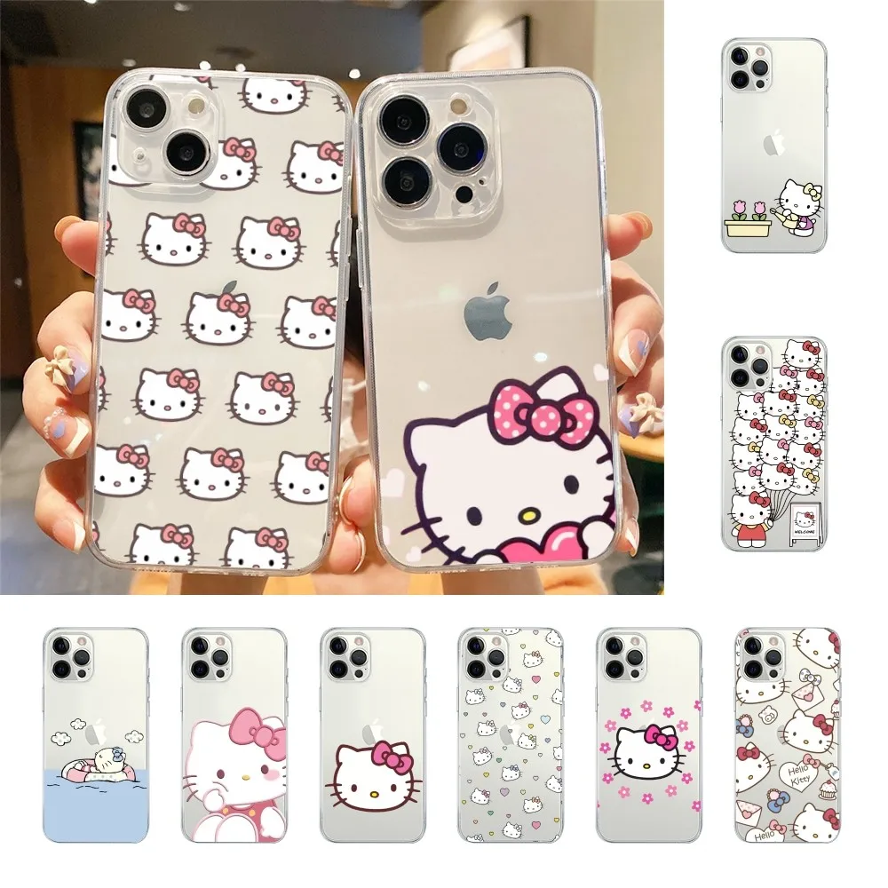 Cartoon Hello-K-Kitties Phone Case For Iphone 15 11 13 14 Pro Max 7 8 Plus X Xr Xs Max Se2020 12mini Transparent Cover