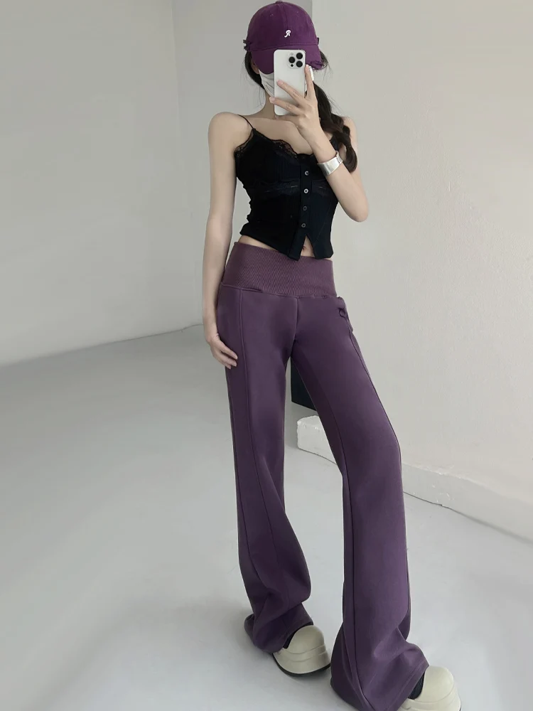 Vielseitige Hose mit hoher Taille und weitem Bein für Damen, Herbst und Winter, gerade, lockere, bodenlange Spor-Jogginghose zum Abnehmen