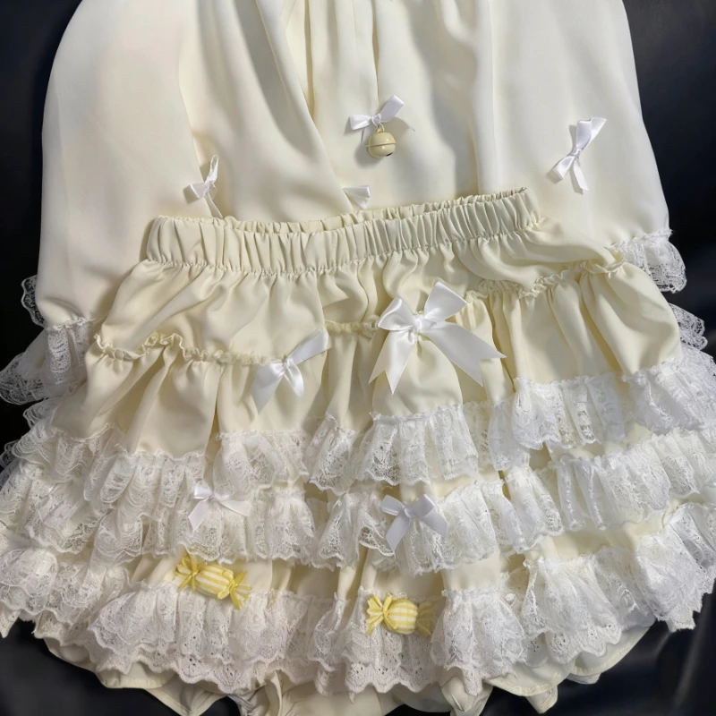 Japanische Süße Kawaii Mini Rock Frauen Y2k Nette Schleife Spitze Rüschen Kurzen Rock Design Casual Schöne Mode Hohe Taille Rock Neue