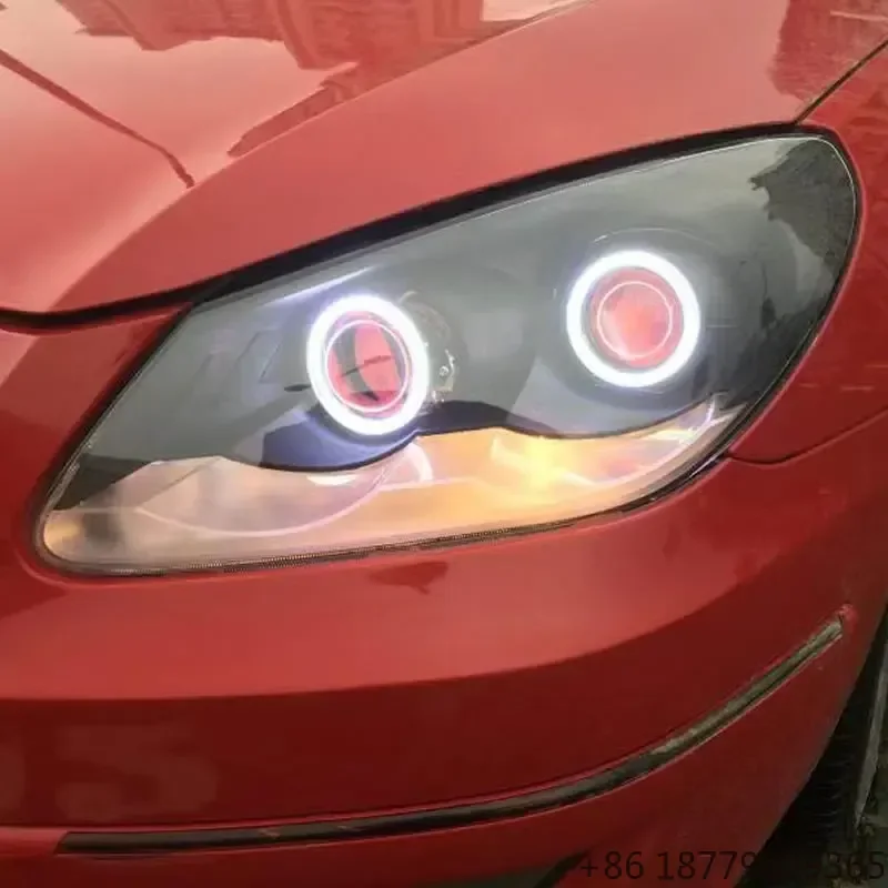 Custom Full LED Headlights with Bi-Xenon Projector Lens DRL Plug-and-Play Hatchback Fitment 2008-2013
