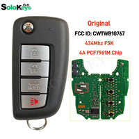 SoloKeys Original CWTWB1G767 Flip Remote Key 434Mhz FSK 4A PCF7961M  Chip 3+1 Buttons For 2014-2018 Nissan Rogue 28268-4CB1A