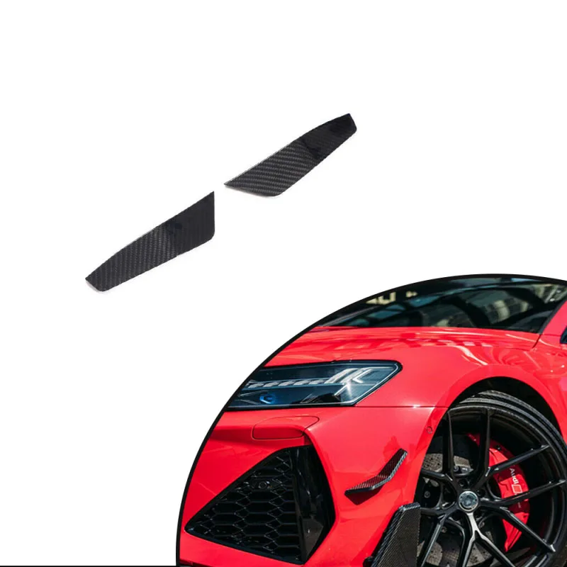 For 2020-2021 Audi RS7 Sportback 4-Door Dry Carbon Fiber Front Bumper Splitter Fins Canard Lips