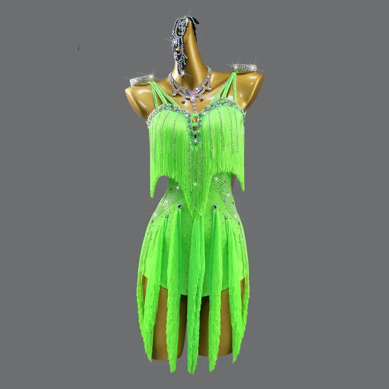 

2024 Women's Latin Dance Dress Costumes For Girls Practice Clothes Samba Stage Performance Outfit Line Clothing Prom Party Skirt