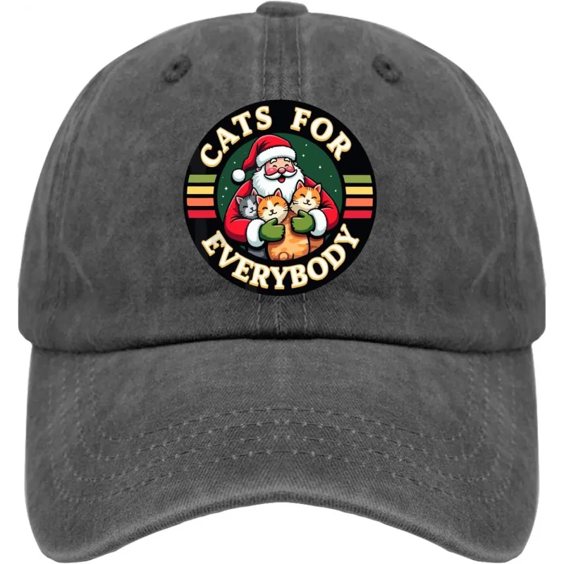 

Cats for Everybody Christmas Cat Hat for Womens Adjustable Baseball Cap Soft Washed Running Hats