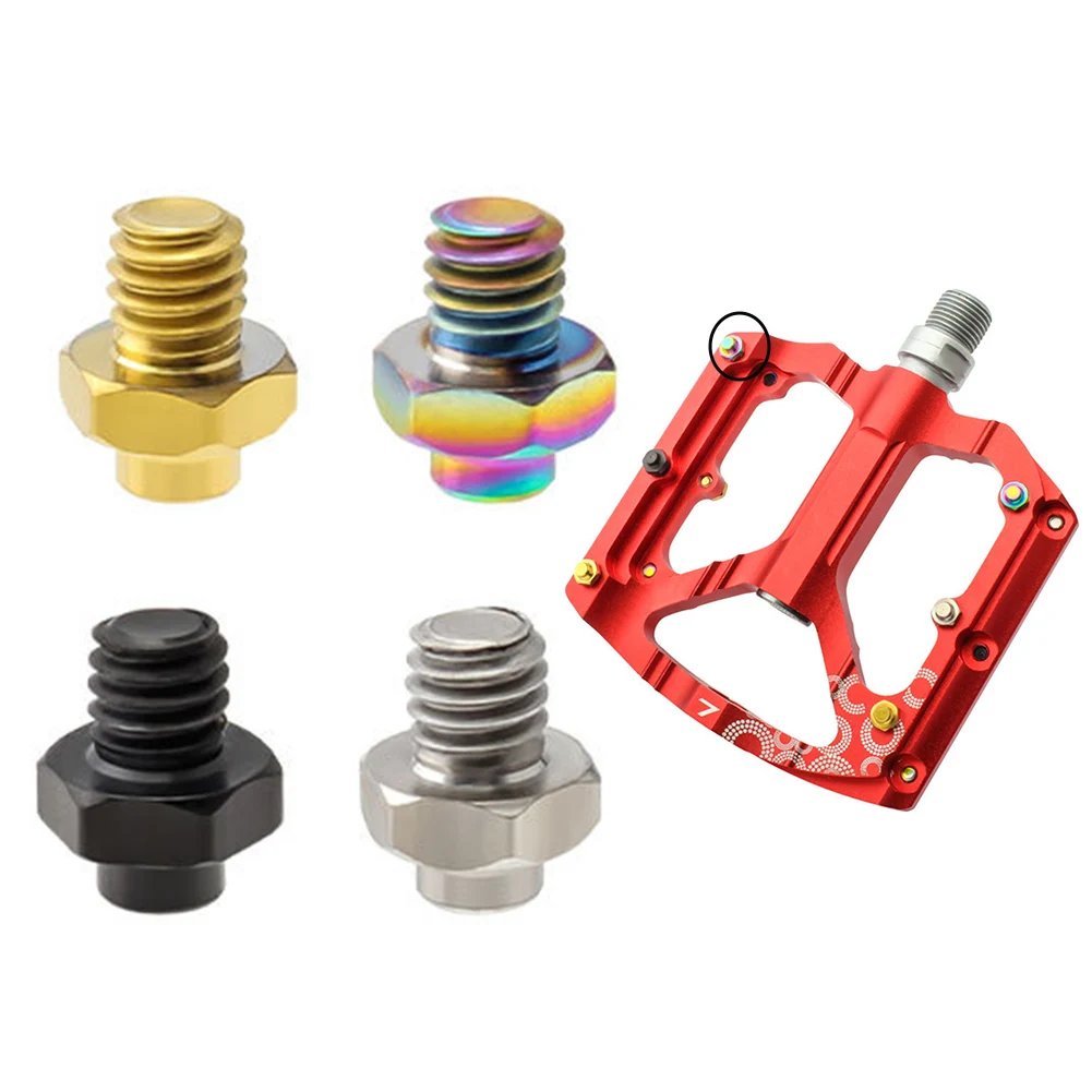 50PCS MTB Road Bike Pedal Studs Ultralight Titanium Alloy Stainless Steel Pedal Pin Nail-M4 Anti-Ski Pedal Screw Bolt