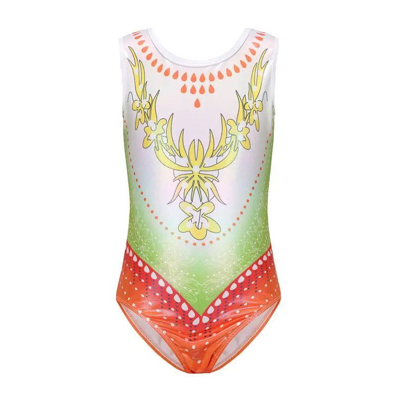 

5-12 Years Children Girls Gymnastics Leotard Kids Training Dancewear Unitard Stage Performance Costume Autumn Summer