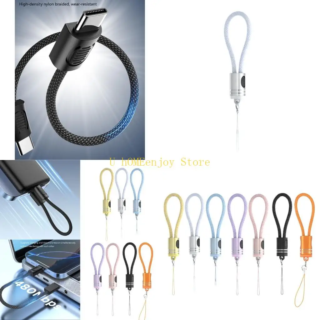 B0KF Fast Speed 60W Type C To USB C Cable Braided Nylon Construction And Keychain Durability Cord