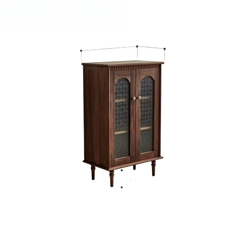 

Black walnut all-log medieval dining side cabinet Solid wood side cabinet against the wall Living room locker