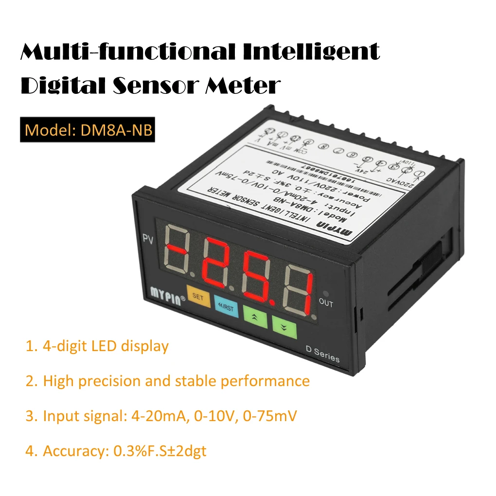 MYPIN LM8-RRD Digital Weighing Controller LED Display Weight Controller 1-4 Load Cell Signals Input 2 Relay Output 4