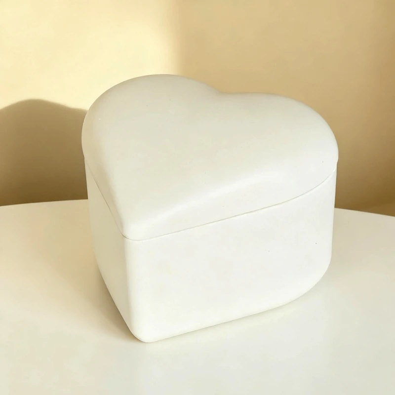 Love Heart Shape Storage Jar Silicone Molds Jewelry Storage Box Concrete Cement Vessel Container Home Decoration Mould