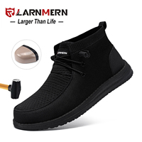 LARNMERN Men's One Step Shoes Steel Toe Boots Le Fu Shoes Lightweight and Comfortable Sports Shoes Work Safety