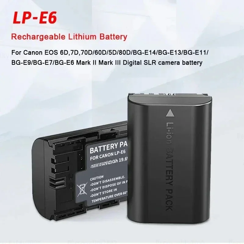 LP-E6 LPE6 LP E6 E6N بطارية 2750mAh لكانون EOS 5DS R 5D Mark II 5D Mark III 6D 7D 70D 80D R R5 R6 R7,R5 C,R6 Mark II كاميرا #5