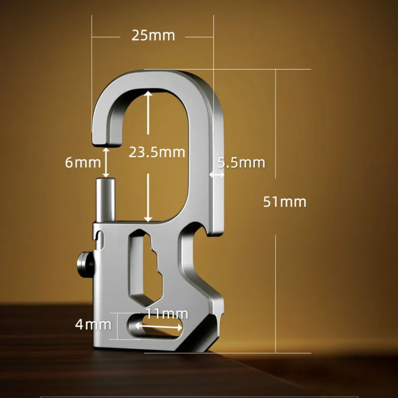 Titanium Alloy Buckle Keychain Bottle Opener Hex Wrench Screwdriver Camping Waist Belt  Key Ring Multifunctional EDC Tools