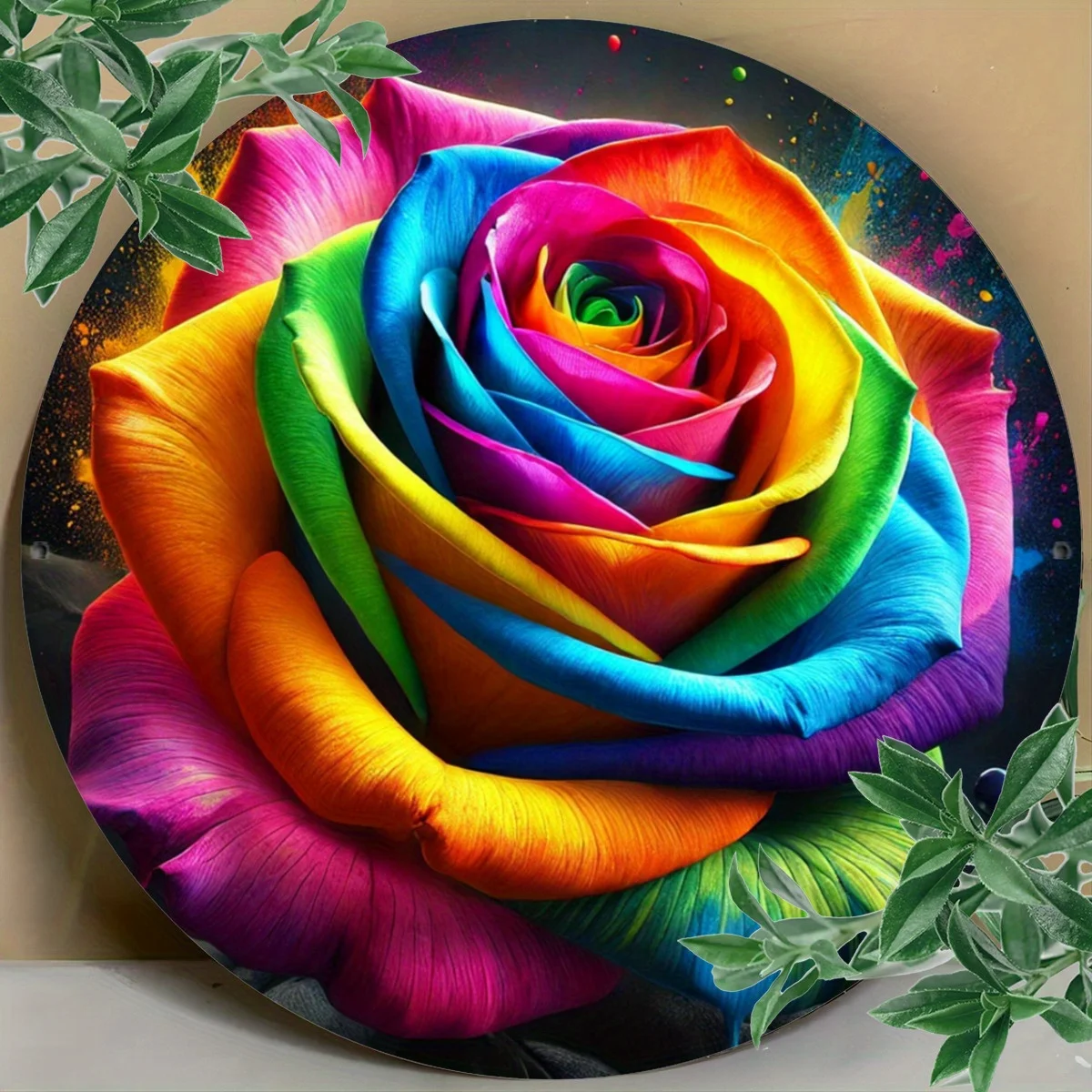 Raumdekoration, 1 Stück, lebendige florale Aluminium-Wandkunst, 20,3 cm rundes, wiederverwendbares Metallschild, Heim- und Bar-Dekoration, ideal für Cafés, Clubs, Schlafsäle –