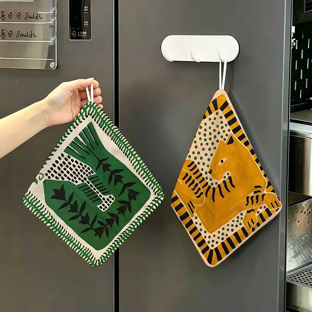 Egypt Colorful Abstract Tiger Polyester Cotton Hand Wiping Towel, Hanging Towel, Quick Dry For Kitchen Bathroom Daily Supplies