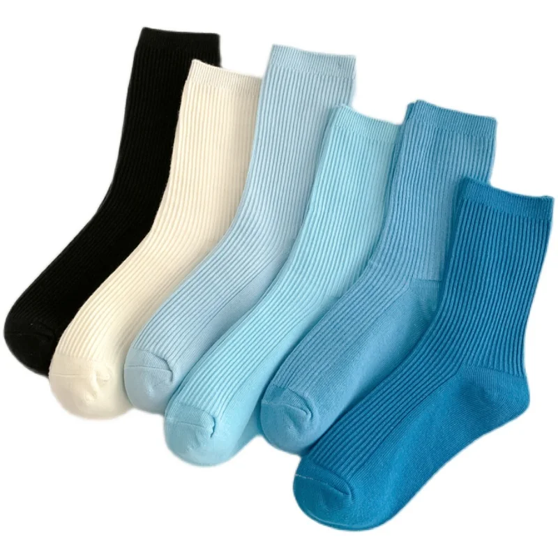 

Blue Socks Soild Color Women Ankle Socks Harajuku Accessories Ladies Ankle Socks