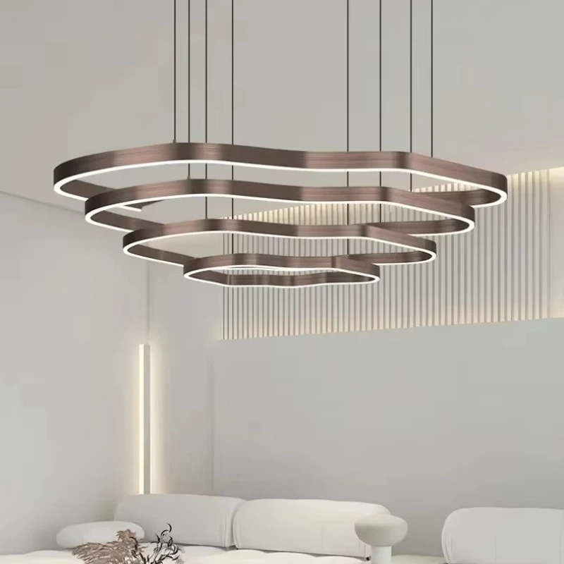 

Modern Luxury Gold Light Emitting Diode Ring Hanging Design Chandelier