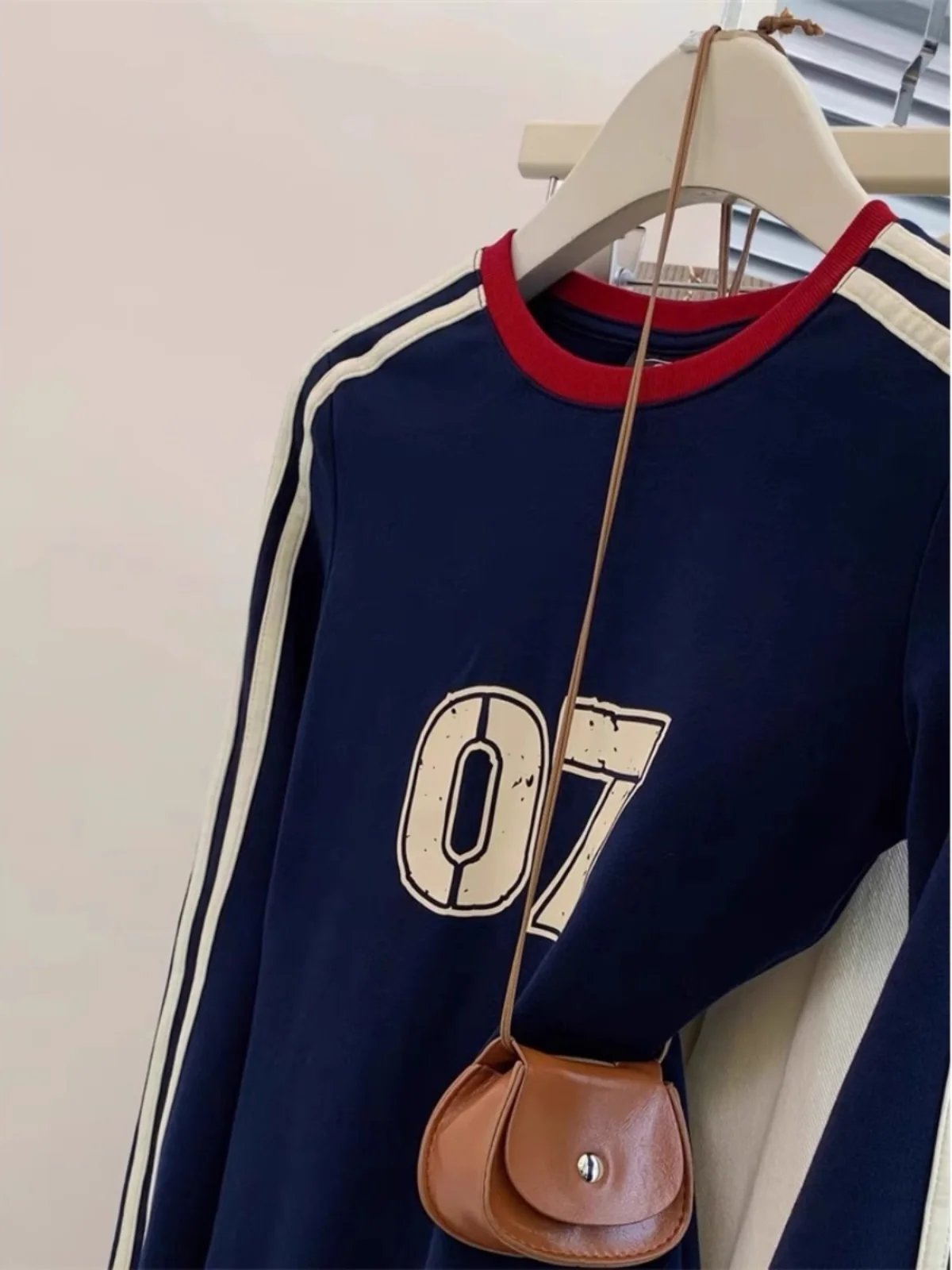Slim Fit Long Sve T-irt femmes début automne intérieur mince petite taille Base haut américain rayure oule longueur décontracté Sle