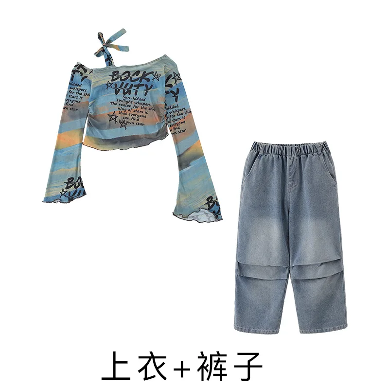 Hip Hop Crop Top Plaid Street Dance Skirt Girls Ribbon Pleated Skirts Teens Jazz Cool Costumes Child Streetwear Clothes Set
