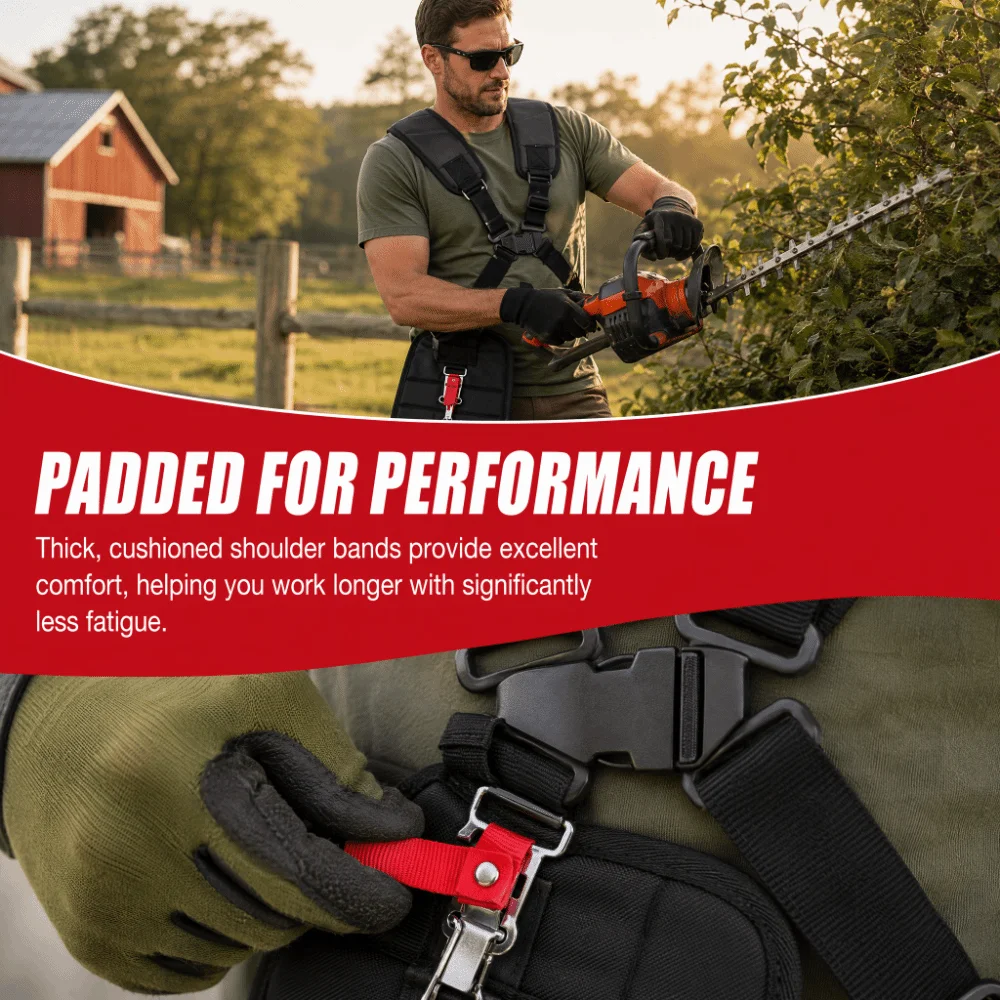 Universal Double Shoulder Harness Adjustable Strap Belt Trimmer Harness Strap Padded Band Comfort Support Brush Cutter Harness