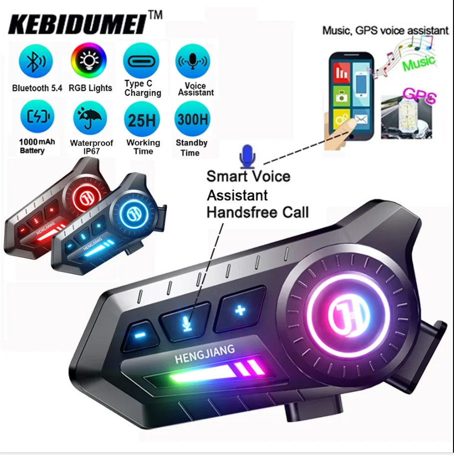 Bluetooth-Motorradhelm-Headset 5.6, kabellos, IPX6, wasserdicht, Geräuschunterdrückung, 1000 mAh, lange Standby-Zeit, Freisprecheinrichtung