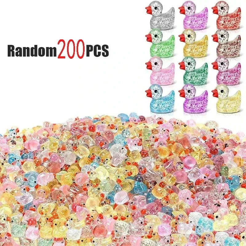 200 Peças de Mini Patinhos Amarelos de Resina, Personagens Soltos para Decoração de Festa DIY e Mini Paisagens