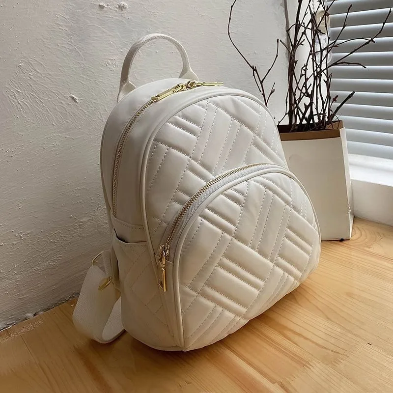 2024 New Backpack Women's Simple Versatile Backpack Large Capacity Travel Bag Fashion Student PU Backpack Korean Version Bag