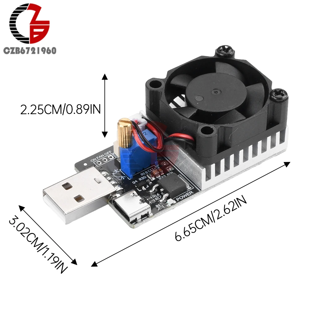 Tester di carico elettronico USB Tester della batteria Tester di resistenza del modulo di scarica di invecchiamento a corrente costante regolabile DC 3.7-20V 3A 25W