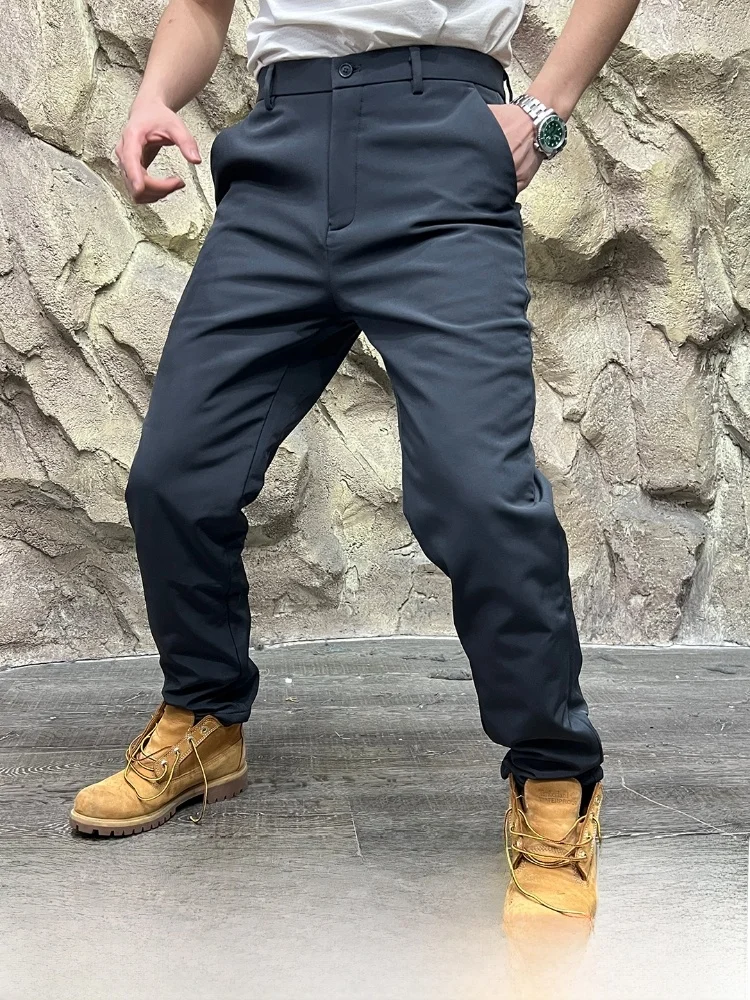 

Страх нет холода! 90 Du down Мужские зимние повседневные брюки высокого класса на пуху Тонкие прямые длинные молодежные модные верхняя одежда