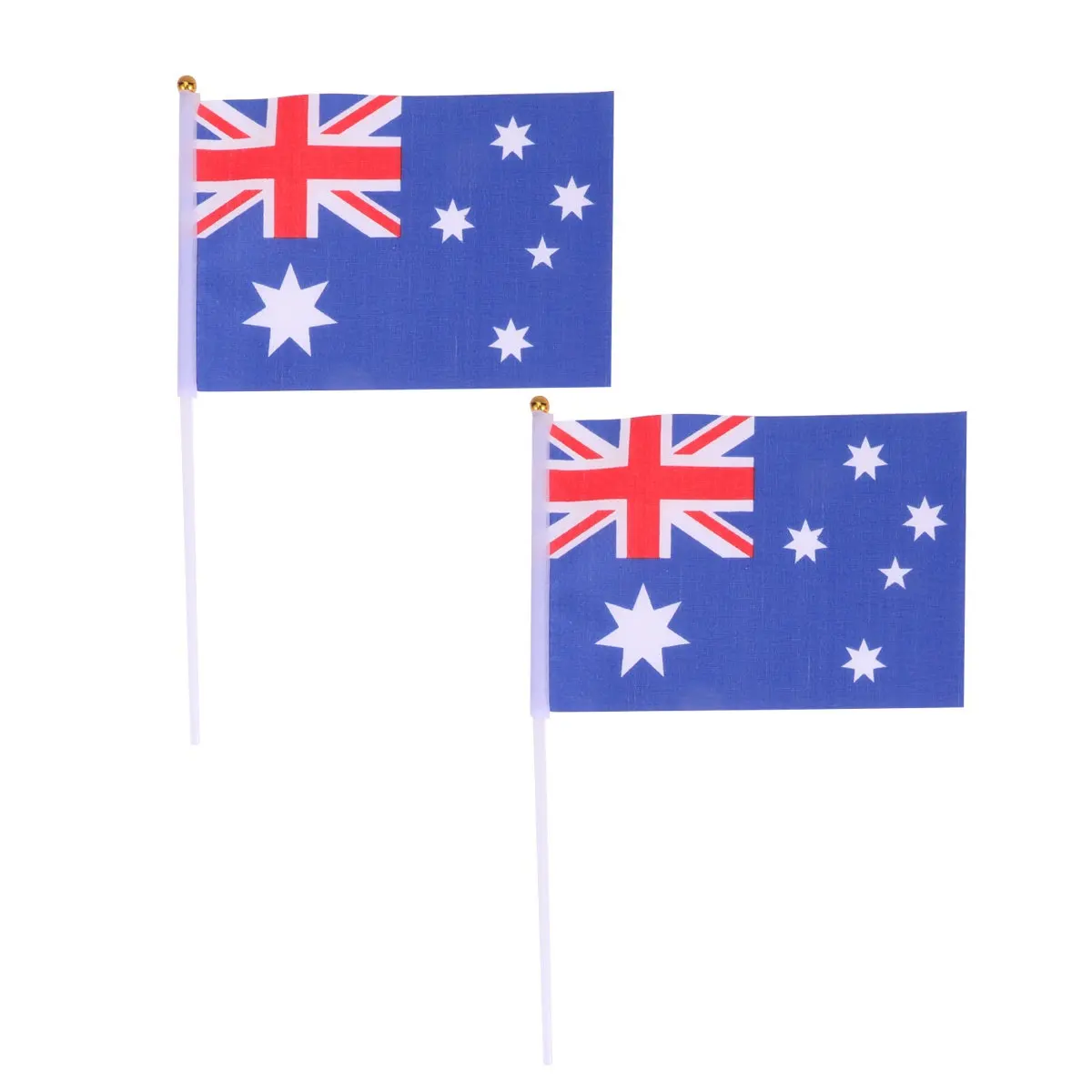 50Pcs Australia Country Flag on Stick Mini Hand Held Polyester Flag for Sports Events Festivals Grand Opening Parade Party