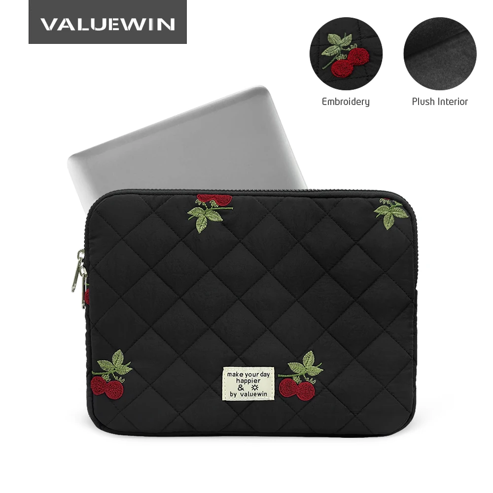 

Чехол для ноутбука 11, 13,5 15,6 дюймов, подходит для Macbook, Dell, Huawei, Samsung, HP, Lenovo, повседневный вишневый узор, черная сумка для планшета